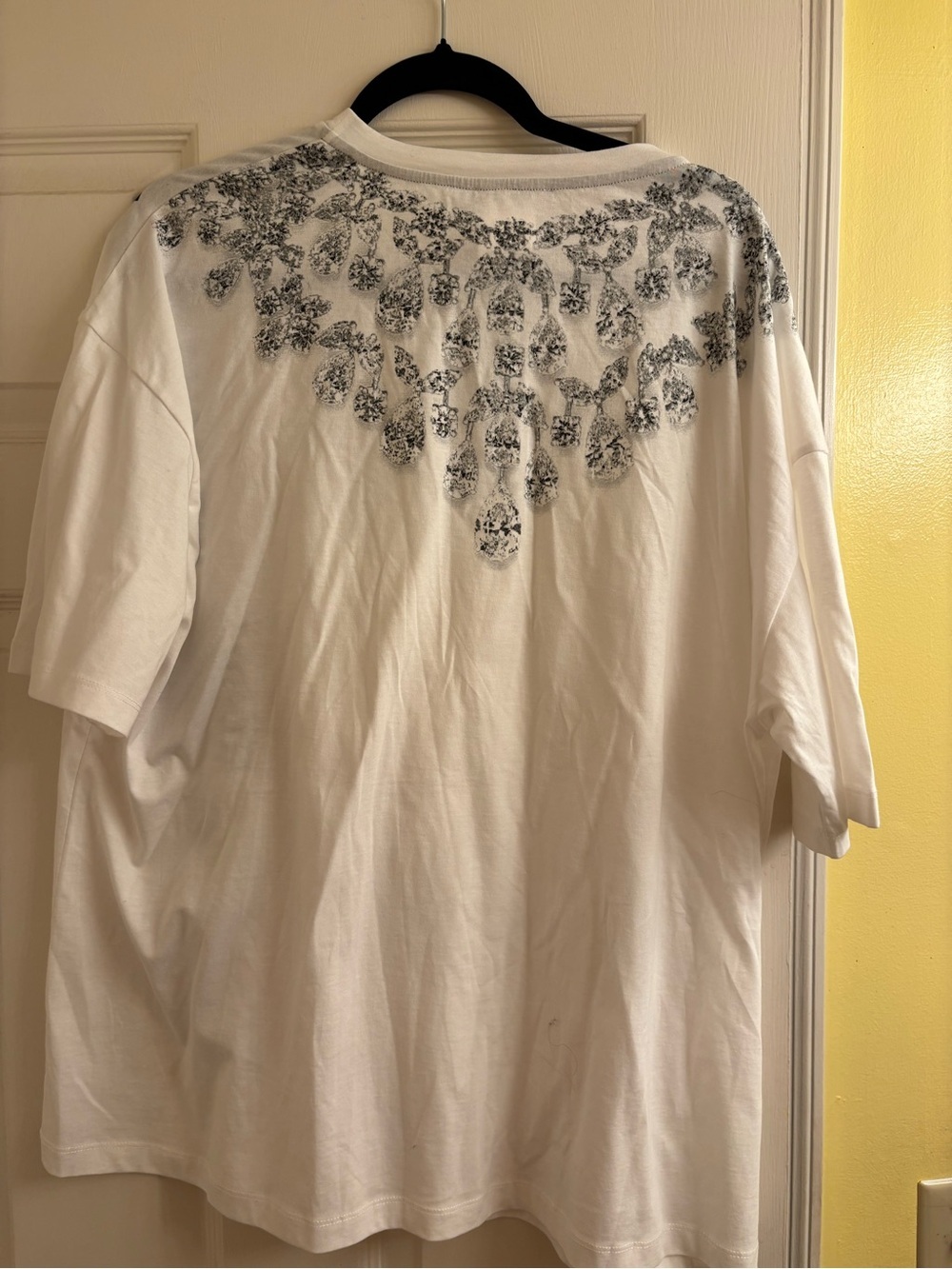 Marina Rinaldi White Short-Sleeve Tee with Black Vertical Text NWT - Picture 5 of 5
